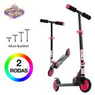 Patinete Infantil Princesa Sofia 2 Rodas Preto e Rosa Com Ajuste de Altura