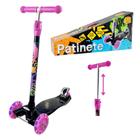 Patinete Infantil Radical New Plus Preto Rosa 3 Rodas Menina