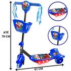 Patinete Musical Infantil 3 rodas Corrida com Cesta Azul com Luzes 35 Kilos Brinquedo Menino Dm Toys