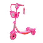 Patinete musical infantil com 3 rodas e cestinha rosa - Wakaii