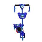 Patinete PJ Mask Para Crianças Scooter 3 Rodas Brinquedo Infantil De Led E Som Menino Azul Modelo Com Cestinha Art Brink