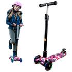 Patinete Scooter Infantil Flash Radical Rosa Com Luz 79 Cm - Dm Toys