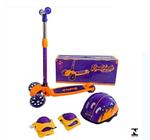 Patinete Sport Laranja/Roxo + Kit Proteção