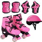 Patins 4 Rodas 30 Ao 41 Com Led Luz Roller Ajustável Menina - Dm Toys