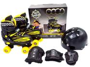 Patins 4 Rodas Infantil Unitoys Quad Preto - com Acessórios