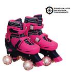 Patins 4 rodas paralelas com luz ajustável do 31 ao 34 Rosa - Unik Toys