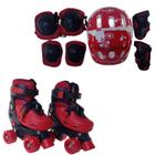 Patins 4 Rodas Vermelho Com Kit de Proteção Elite Tm:28/31