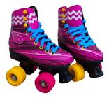 Patins Clássico Tradicional Quad Roller Retro Bota BW020R - Rosa