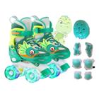 Patins De 4 Rodas Menina Com Luz De Led Roxo Sereia Com Proteção