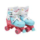 Patins de 4 Rodas Roller Skate Ajustáveis Tamanho 34 ao 37 Azul e Branco - PK-04 - Fênix - FENIX