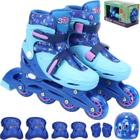 Patins do Stitch Disney Original Triline 4 Rodas de Gel Menino Tam 32 ao 35 + Kit Proteção completo