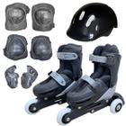 Patins Infantil 2 Em 1 Triline ou Inline Ajustável 27 ao 34 + Kit Proteção