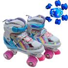 Patins Infantil 4 Rodas ARCO IRIS Com Led Com Kit Proteção Menina Menino - chicvida