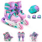 Patins Infantil 4 Rodas Inline e Triline Tam 30 ao 33 + Kit de Proteção Infantil