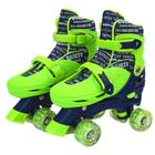 Patins Infantil 4 Rodas Paralelas Com Luz Led Quad Roller Verde - Unik