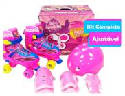 Patins Infantil Ajustável com Kit De Proteção (34-37) ROSA - Unitoys