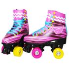 Patins Infantil Criança Roller Feminino Tam 34 Rosa 4 Rodas Importway