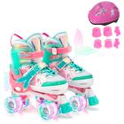 Patins Infantil De 4 Rodas Roxo arco-iris Com Led Patins Menina Criança Com Proteção