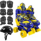 Patins Infantil Quad Ajustavel Azul Amarelo + Acessórios De Proteção - Zippy Toys