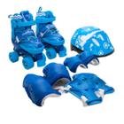 Patins Infantil Roller 4 Rodas + Capacete Proteção Ajustável