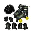 Patins Infantil Street Masculino Preto 34 Ao 37 + Kit Proteção - Yupitoys