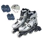 Patins InLine Ajustável C/ Acessórios 34/37 Prata AD01 Fenix