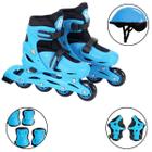 Patins Inline Azul Ajustável e Acessórios de Proteção 30-33 - DM TOYS