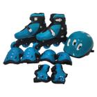 Patins Inline Clássico Ajustável Com Kit Proteção Radical Completo