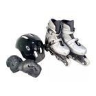 Patins InLine Fênix Ajustável 4 Rodas 30 ao 33 Prata