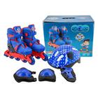 Patins Inline Infantil 33 ao 37 Roller 4 Rodas + Kit De Proteção Completo - Unitoys