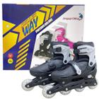 Patins inline infantil 4 rodas preto ajustável tam G 39-42