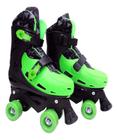 Patins Para Meninos 4 Rodas Verde E Preto Clássico Roller Skate