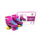 Patins Quad Infantil Feminino 4 Rodas Preto Rosa Unitoys