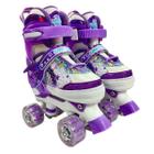 Patins Quad Infantil Sereia Ajustável 4 Rodas c/ Led - UNITOYS