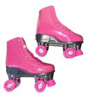 Patins quad roller 4 rosa pink glitter 31-34 ajustável fenix