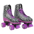 Patins Retrô Preto E Lilás 4 Rodas C/ Led 33-34 - BBR Toys