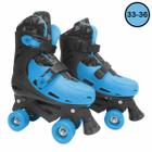 Patins Roller Ajustável 4 rodas Azul e Preto 33-36 DMR6050M