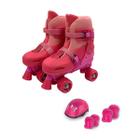 Patins Roller Ajustável com Acessórios Rosa - Fênix