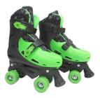 Patins Roller Ajustável Verde E Preto - Tamanho G - Dm Toys