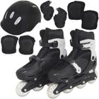 Patins Roller In Line 4 Rodas Infantil Masculino Feminino + Acessórios Preto Importway