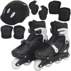 Patins Roller In Line 4 Rodas Infantil Masculino Feminino + Acessórios Preto Tamanho 29 Importway