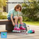 Patins Roller Infantil com Kit de Proteção Rosa