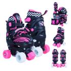 Patins Roller Infantil Feminino Do Com Kit Proteção PRETO