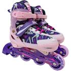 Patins Roller Inline Tamanho Ajustável 34-41 Rosa - Unitoys