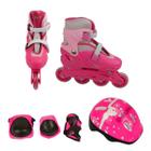 Patins Roller Semi Profissional Ajustável 4 Rodas Nº 32-35 C/ Kit Proteção Completo