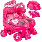 Patins Roller Skate 4 Rodas Ajustável 30 - 41 Quad Rosa Meninas + Acessórios - Fenix Brinquedos - Fênix