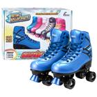 Patins Roller Skate 4 Rodas Azul Ajustável - Fênix