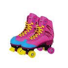 Patins Roller Skate Ajustável 4 Rodas Rosa e Azul 35-38 Fênix RL-06