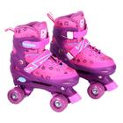 Patins Roller Star Rosa com Kit de Proteção DMR6547 DMToys