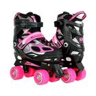 Patins Traxart Infanto Juvenil Mini Trax Preto/Rosa - Regulável ABEC-7